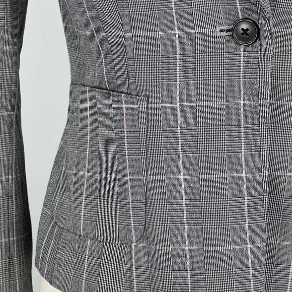 Tahari Womens Gray Glen Plaid Blazer Button Front Cropped Pockets size 6 - Picture 4 of 12